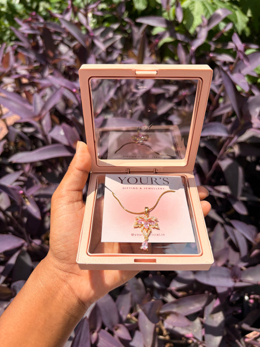 Aurielle Pink Leaf Necklace 🌸💗