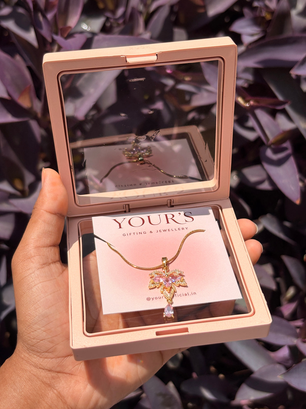 Aurielle Pink Leaf Necklace 🌸💗